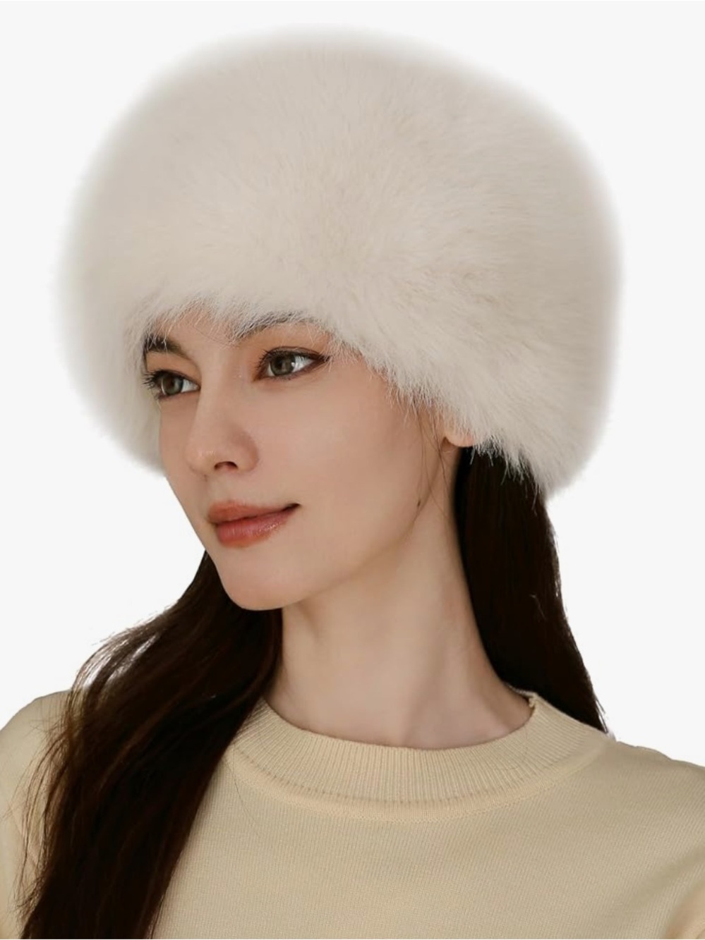Faux Fur Russian Cossack Hat for Women in Cream